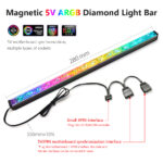 COOLMOON ARGB LED Strip Light With 5V 3Pin Small 4Pin Header Changing Light Speed DIY Lamp Bar Light Strip For PC Computer Case Chassis black