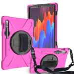 For Samsung Tab S7 T870 /Tab S7 Plus T970/T975 Protective Cover with Pen Slot Anti-fall Belt Holder + Wristband + Straps green_Samsung Tab S7 Plus T970/T975