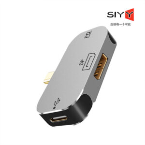 Connector Metal USB 2.0 Type C To DP 1.4 4k@60hz / 8k@60hz HDR Output Double PD 3 In 1 Adapter Grey
