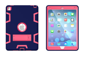 For iPad air2/iPad 6/iPad pro 9.7 2016 PC+ Silicone Hit Color Armor Case Tri-proof Shockproof Dustproof Anti-fall Protective Cover  Navy + Rose red