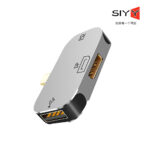 Connector Metal Type C To DP 4k@60hz/ Maximum 8k@60hz HDR Output PD USB 2.0 3 In 1 Adapter Grey