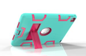 For iPad air2/iPad 6/iPad pro 9.7 2016 PC+ Silicone Hit Color Armor Case Tri-proof Shockproof Dustproof Anti-fall Protective Cover  Black + mint green