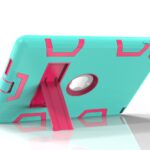 For iPad air2/iPad 6/iPad pro 9.7 2016 PC+ Silicone Hit Color Armor Case Tri-proof Shockproof Dustproof Anti-fall Protective Cover  Black + rose red