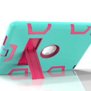 For iPad air2/iPad 6/iPad pro 9.7 2016 PC+ Silicone Hit Color Armor Case Tri-proof Shockproof Dustproof Anti-fall Protective Cover  Black + rose red