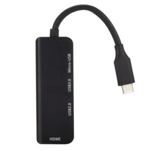 HUB Type-C to Micro USB 3.0 2.0 HDMI Thunderbolt 4 Port Splitter Adapter Compatible for MacBook Pro Samsung Galaxy S9/S8/Note 9 black