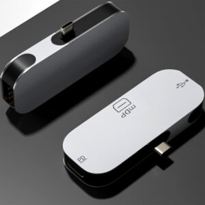 Type C To Minidp Connector Double Pd 3 In 1 Converter Usb2.0 Support 4k 8k Adapter grey
