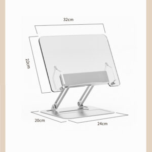 Book Stand For Reading Height Adjustable Book Holder Hands Free Folding Reading Stand Aluminium Alloy Base For Displaying Cookbook Sheet Music Laptop Silver (wood grain aluminum