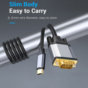 Type-c To Vga Conversion Cable Usb3.1 Usb C To Vga Adapter Line Dark Grey